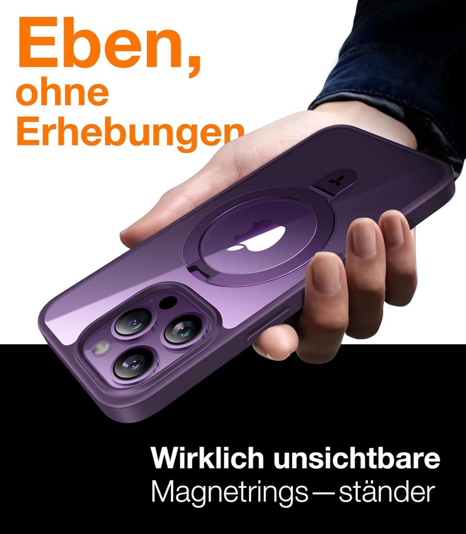 TORRAS iPhone 14 Pro Hülle MagSafe Ständer Magnet Militärschutz Lila