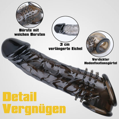 Penismanschetten mit Verdickt Hodenring, Premium Sexspielzeug für Männer - Schwarz