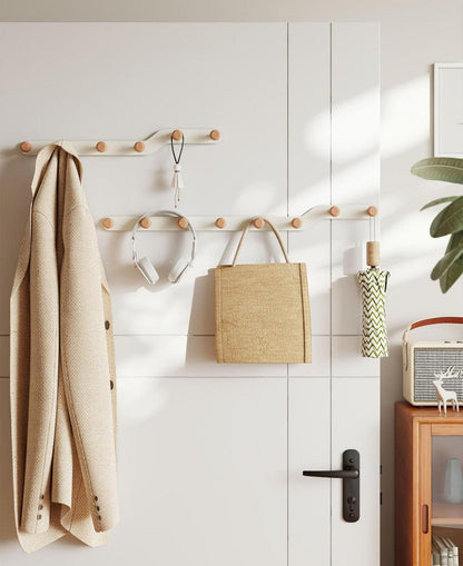 Wandgarderobe Kind mit 6 Haken aus Holz Platzsparend