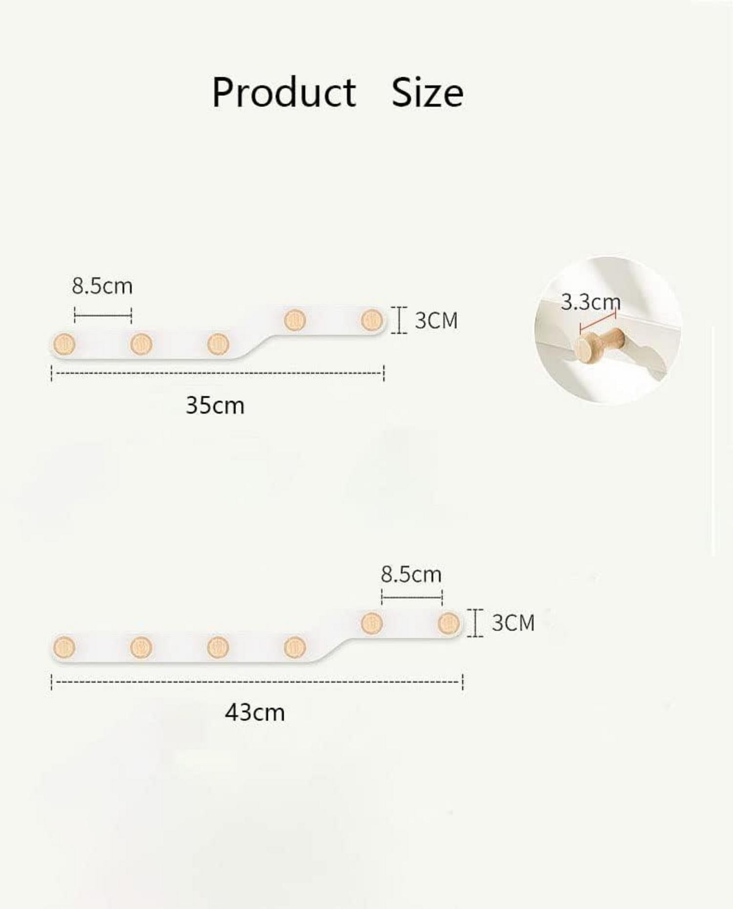 Garderobenleiste Kindergarderobe ohne Bohren 6 Haken Holzcreme