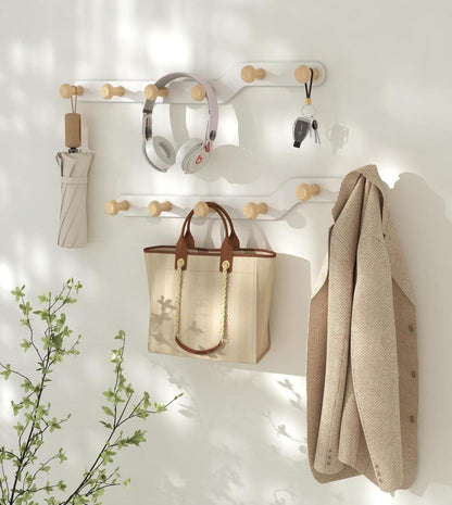 Garderobenleiste Kindergarderobe ohne Bohren Holz 5 Haken