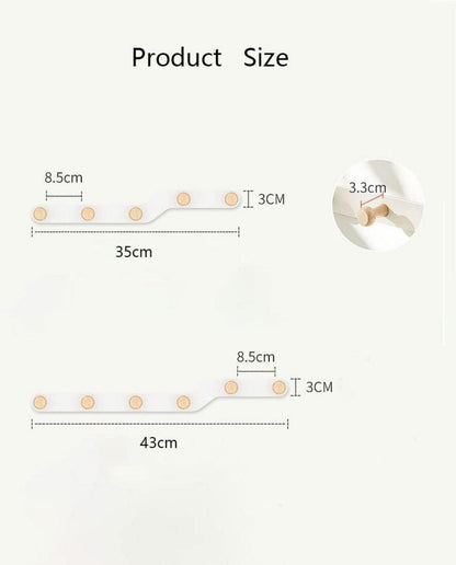 Garderobenleiste ohne Bohren Holz Hakenleiste 5 Haken cremefarben