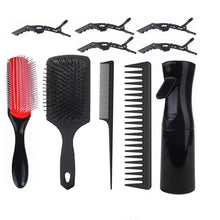 Lockiges Haar Haarbürste Set Paddle 9 Reihig Sprühflasche Kamm Spangen