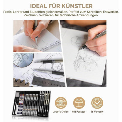 Druckbleistift Set 35-teilig – Zeichenstifte für Skizzieren & Zeichnen