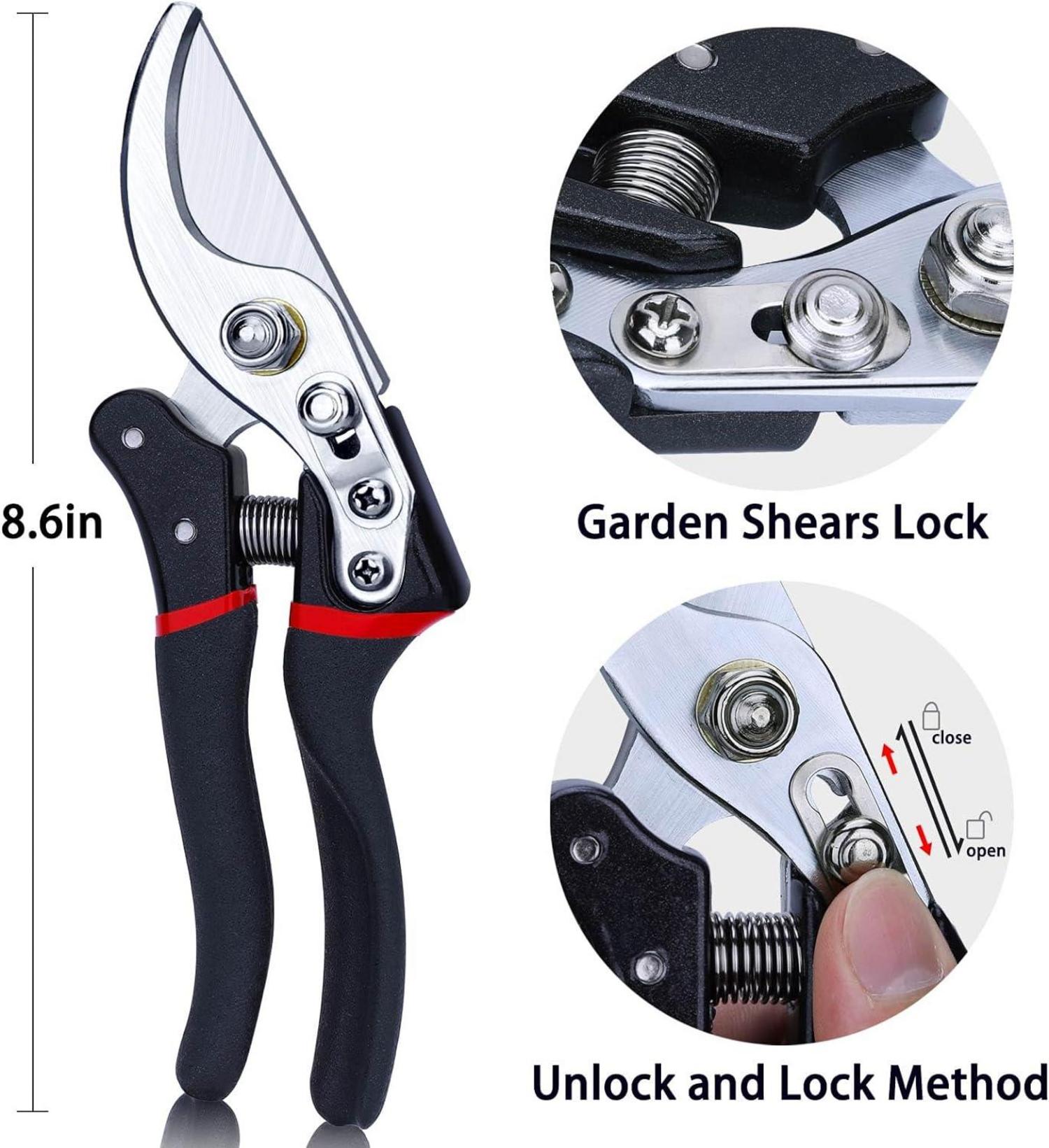 Gartenschere Set 2er-Pack, Profi Bypass Heckenschere, SK-5-Stahl, ergonomisch
