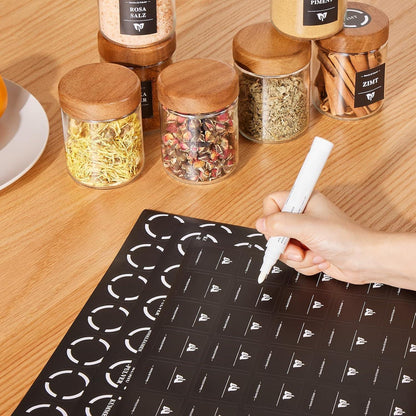 Glas Gewürzgläser Set 12er 120ml Bambusdeckel Streuer