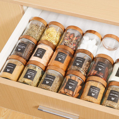 Glas Gewürzgläser Set 12er 120ml Bambusdeckel Streuer