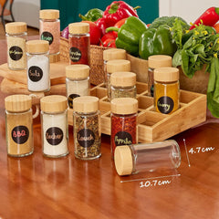 Glas Gewürzgläser Set 12er 120ml Bambusdeckel Streuer