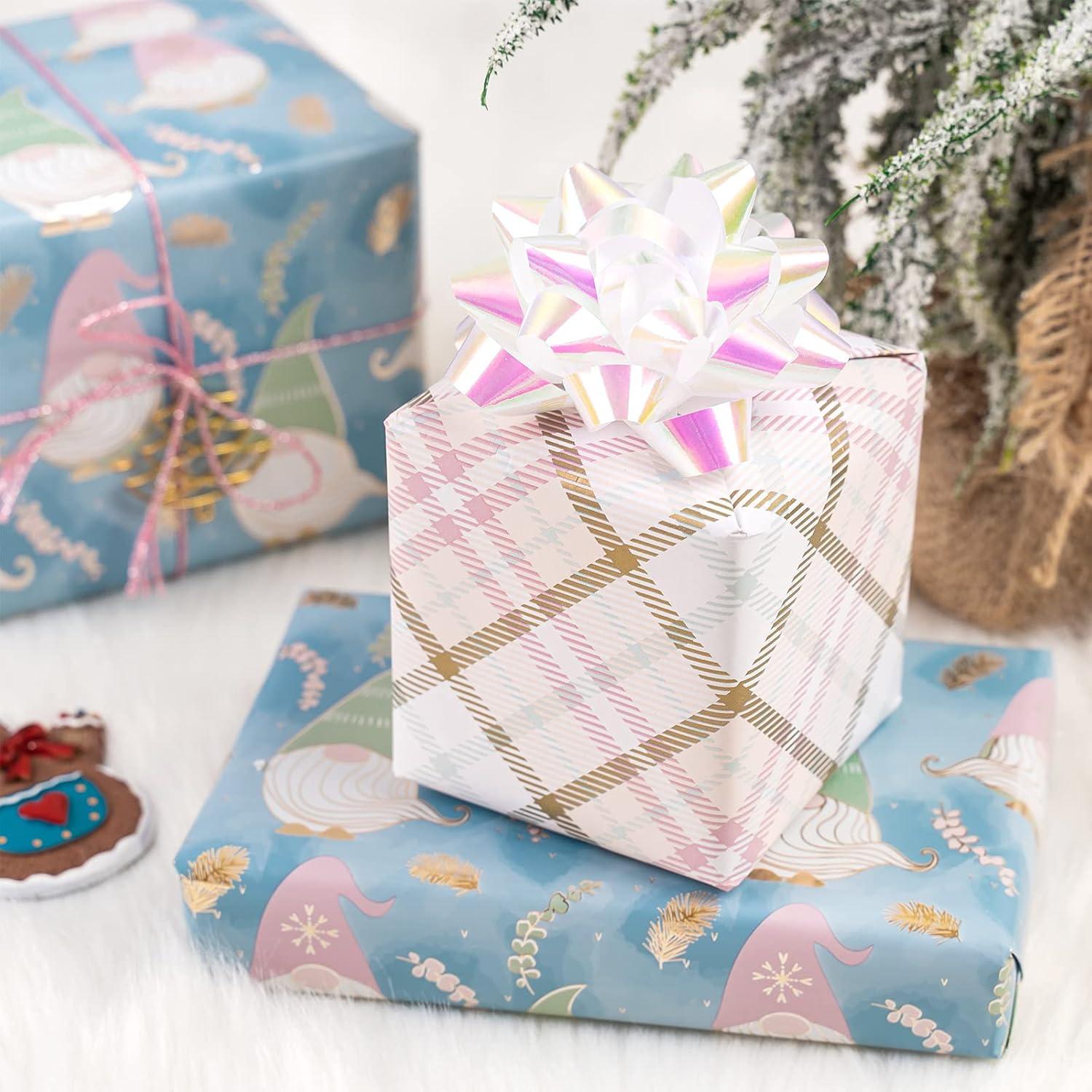Wendbares Weihnachtsgeschenkpapier Mini-Rolle Metallic-Folienglanz