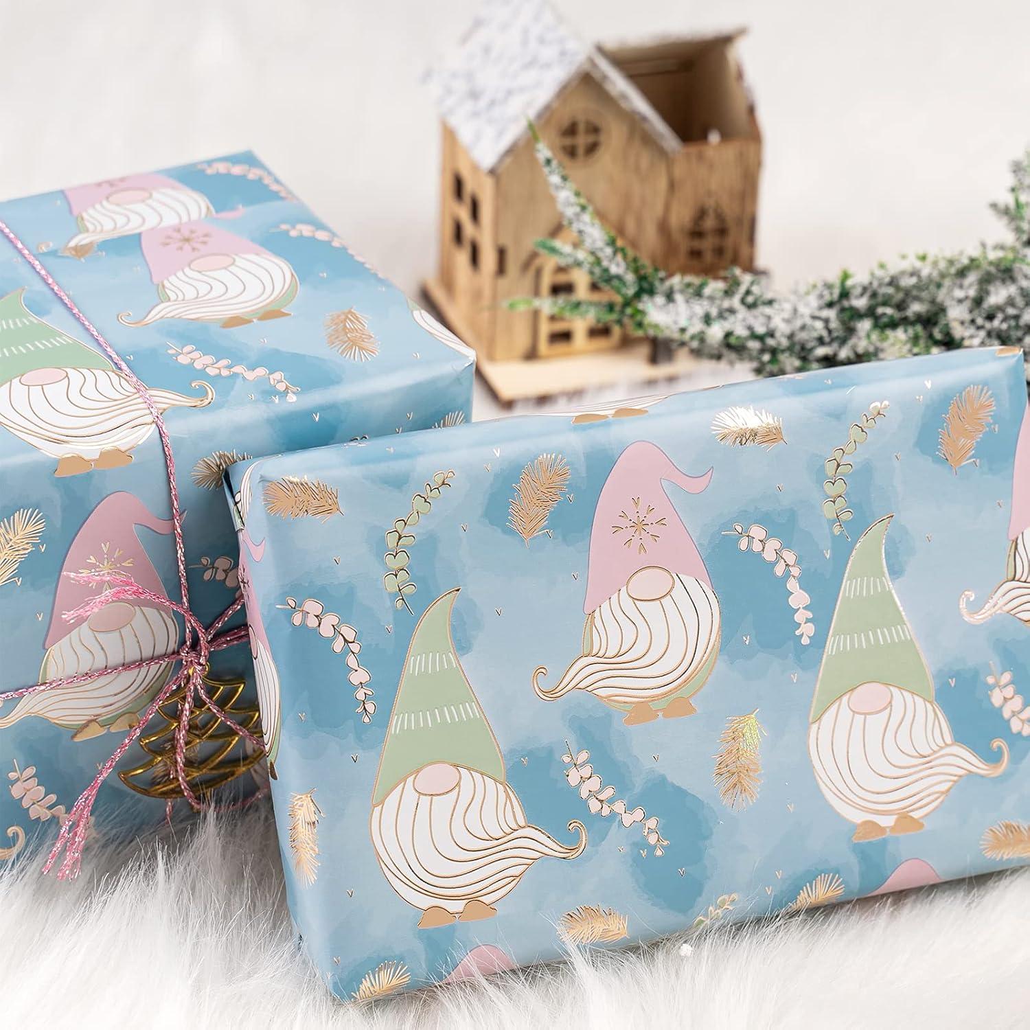Wendbares Weihnachtsgeschenkpapier 43,2cm Metallic Blau-lila Karo