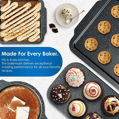 Granit Antihaft Backformen Set 7-teilig - Backbleche für