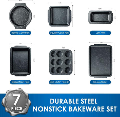 Granit Antihaft Backformen Set 7-teilig - Backbleche für