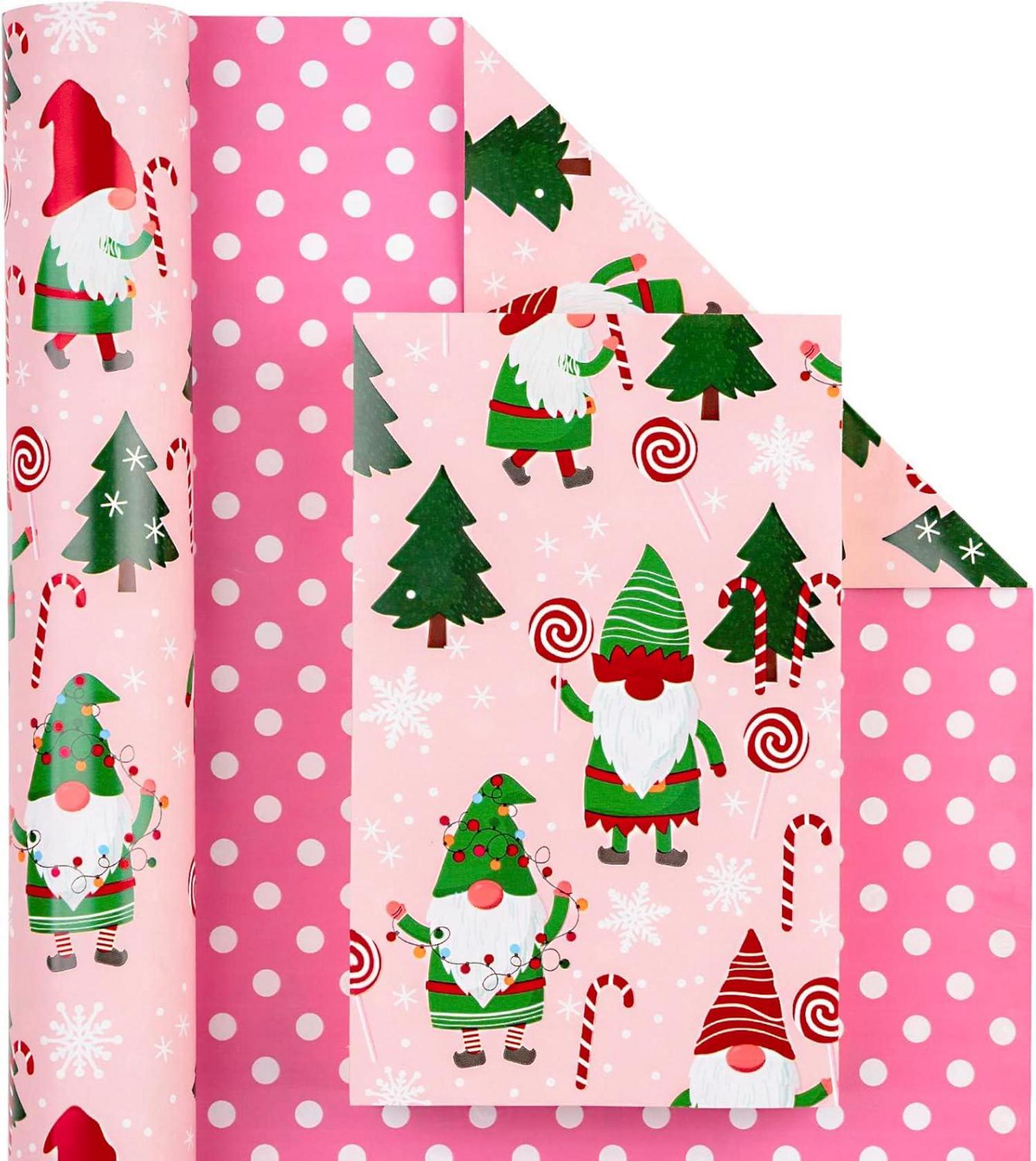 Wendbares Weihnachtsgeschenkpapier - Roter grüner Wichtel