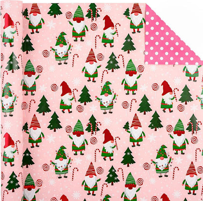 Wendbares Weihnachtsgeschenkpapier Mini-Rolle 43,2x10m rot grün rosa
