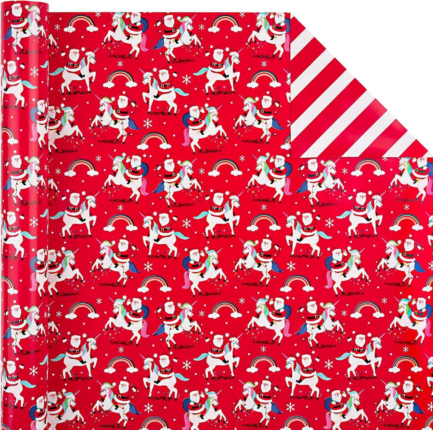 Wendbares Weihnachtsgeschenkpapier Minirolle 43,2cm x 10m Roter