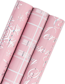 Weihnachts-Geschenkpapierrolle 3-Rollen 43,2x305m rosa Metallic-Folie