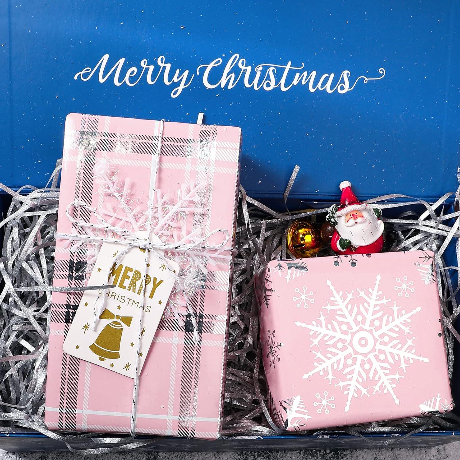 Weihnachts-Geschenkpapierrolle 3-Rollen 43,2x305m rosa Metallic-Folie