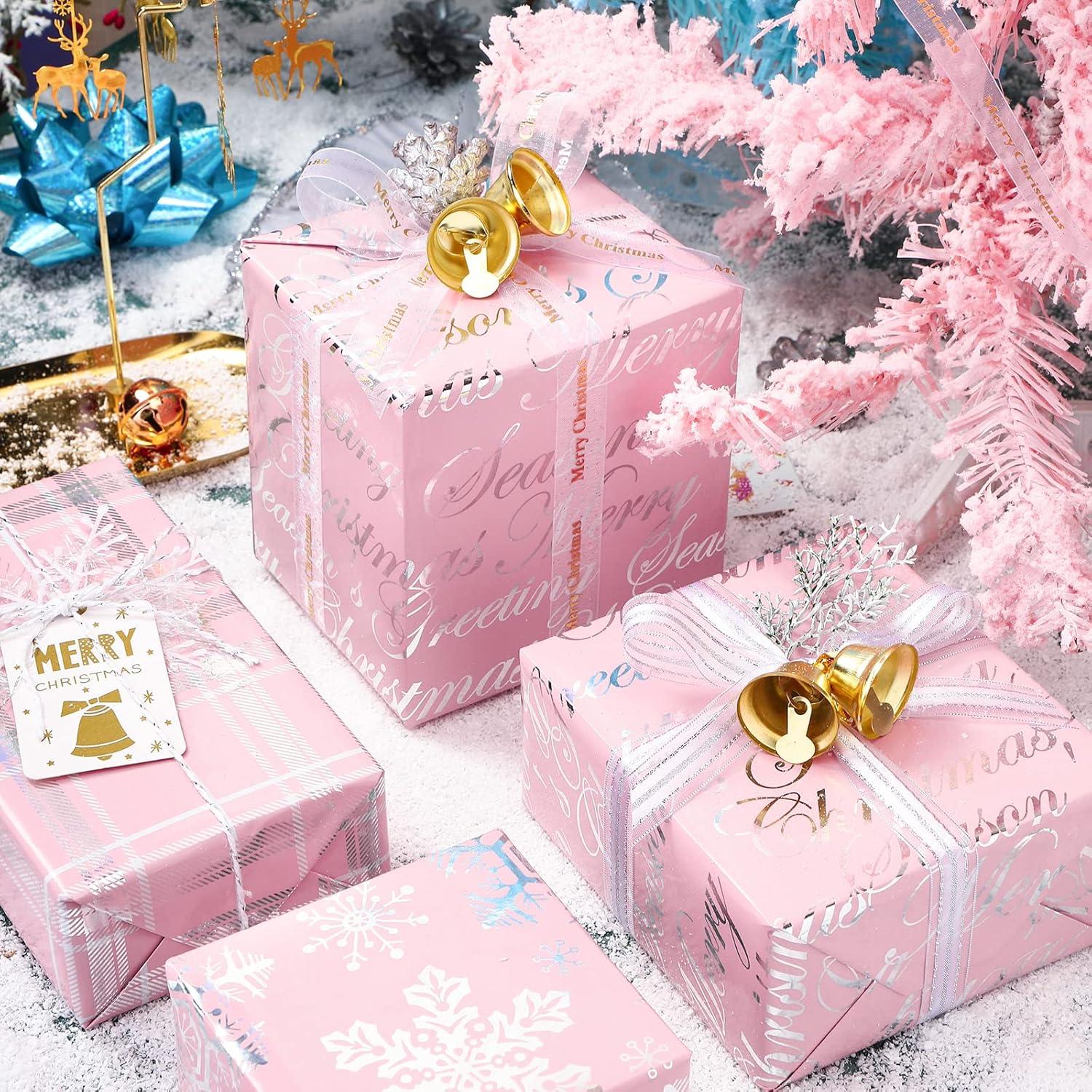 Geschenkpapierrolle Mini 3 Rollen 43.2 cm x 305 m Rosa Silber Weihnachten