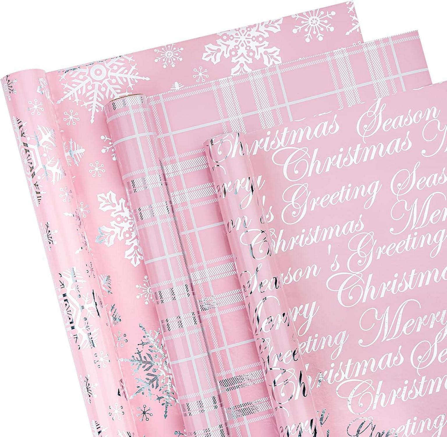 Weihnachts-Geschenkpapier Mini-Rolle 3 Rollen 43,2 cm x 305 m Rosa