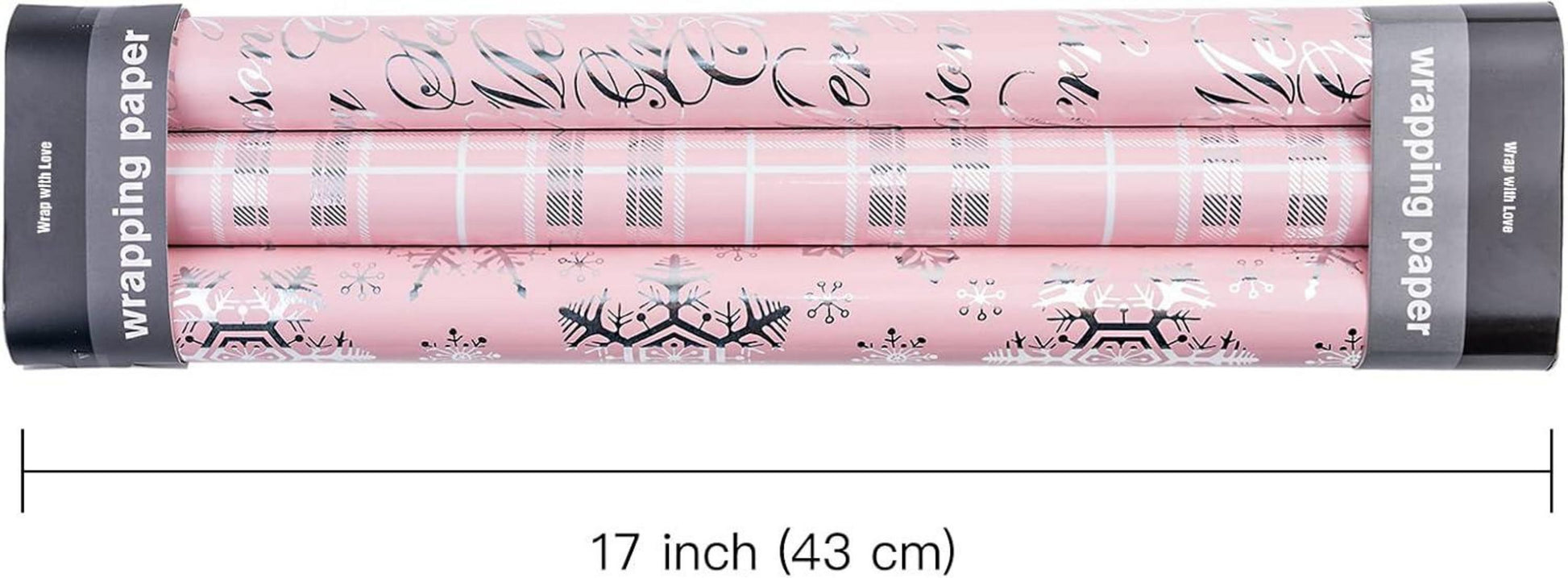 Rosa Weihnachtsgeschenkpapierrolle 3 Rollen 43,2 cm x 305 m Merry Christmas