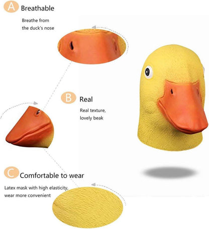 Gelbe Ente Maske Kopf Abdeckung Latex Halloween Karneval Party