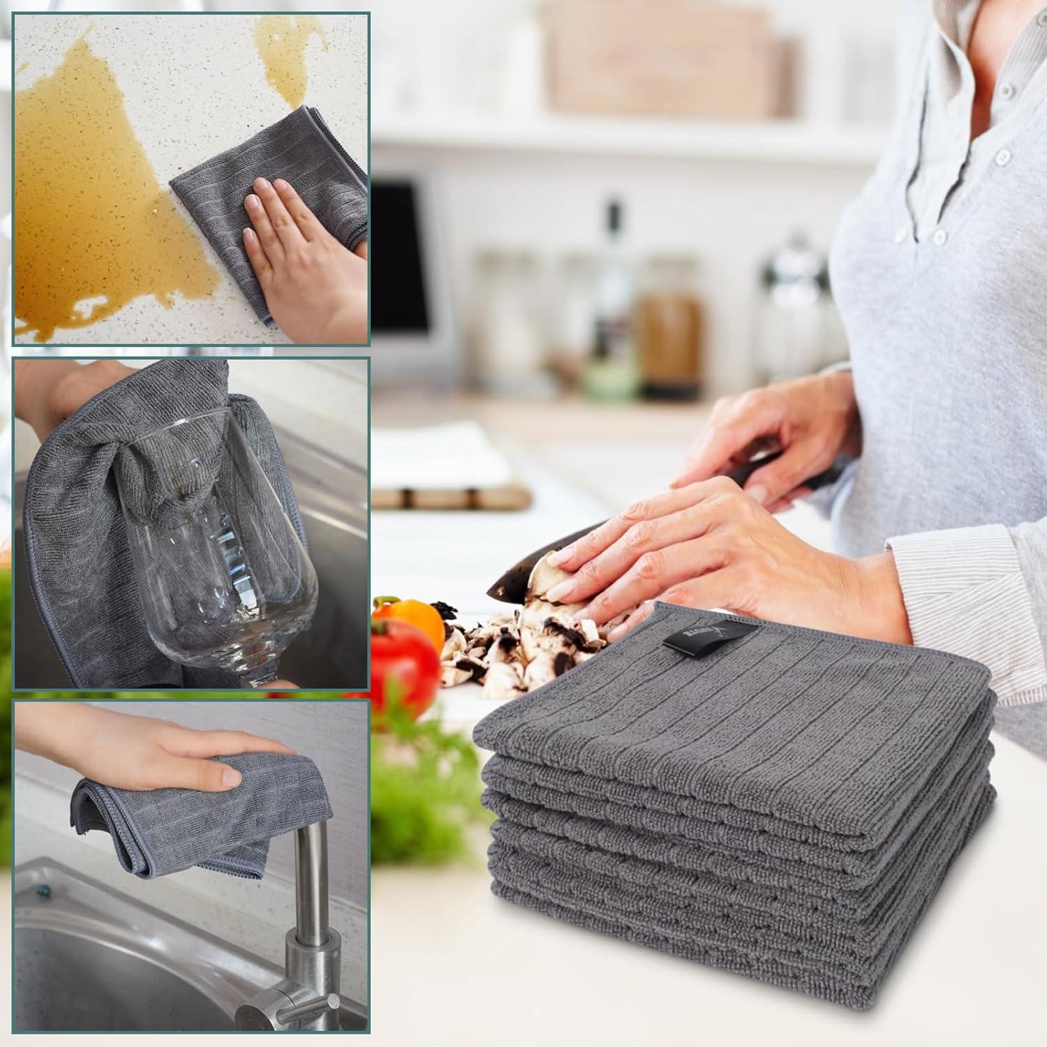 Mikrofasertücher Grau Spüllappen Küchenlappen super saugfähig 30x30cm 6er Pack