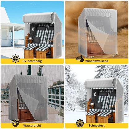 Strandkorb Schutzhülle Wetterfest Wasserdicht Transparent 135x105x175/140cm