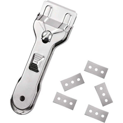 Ceranfeldschaber mit 5 Ersatzklingen Glasschaber