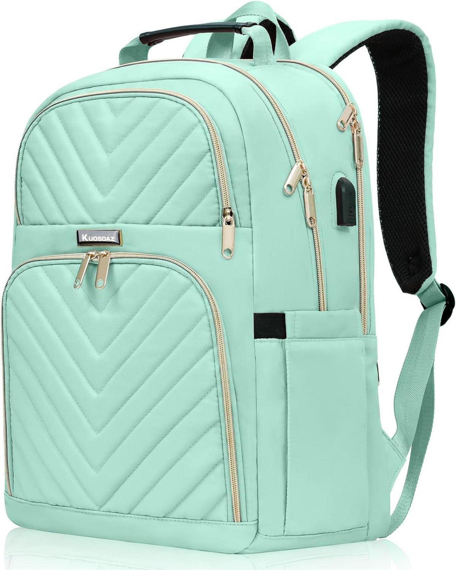 Modischer Laptop-Rucksack mit USB-Ladeanschluss 15,6 Zoll Grün
