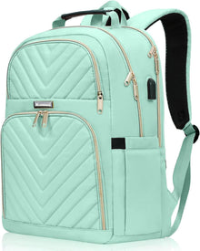 Modischer Laptop-Rucksack mit USB-Ladeanschluss 15,6 Zoll Grün
