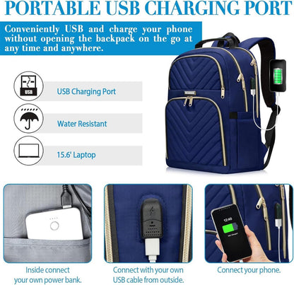 15,6 Zoll Damen Rucksack mit USB Ladeanschluss und