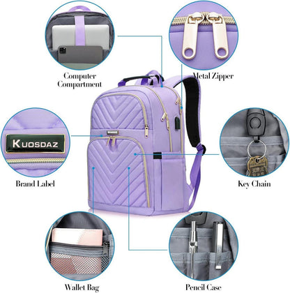 Rucksack Damen 15.6 Zoll USB Ladeanschluss Laptop Daypack Wasserdicht