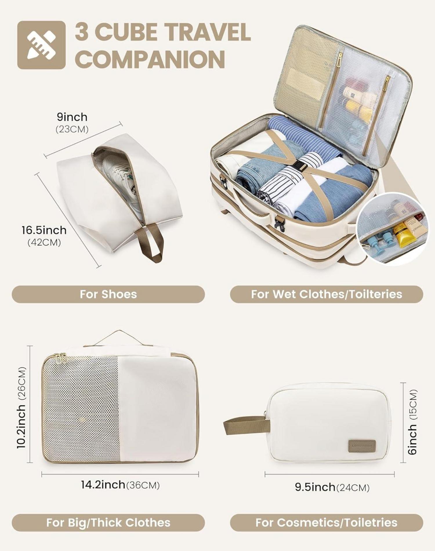 LOVEVOOK Rucksack Handgepäck 17 Zoll Travel Backpack Beige Khaki