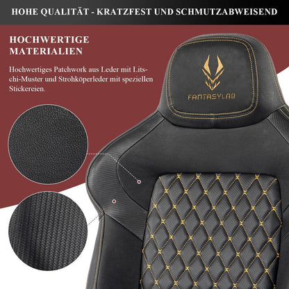 Gaming Stuhl 200KG Belastbarkeit Schwarz/Golden mit 4D Armlehne