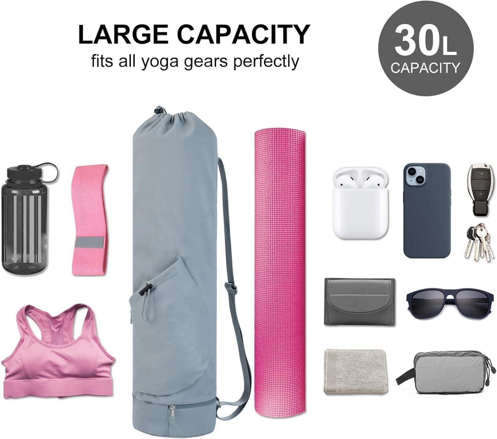 Yogatasche Damen Gym Tasche Verstellbarer Schultergurt Nassfach Blau Grau
