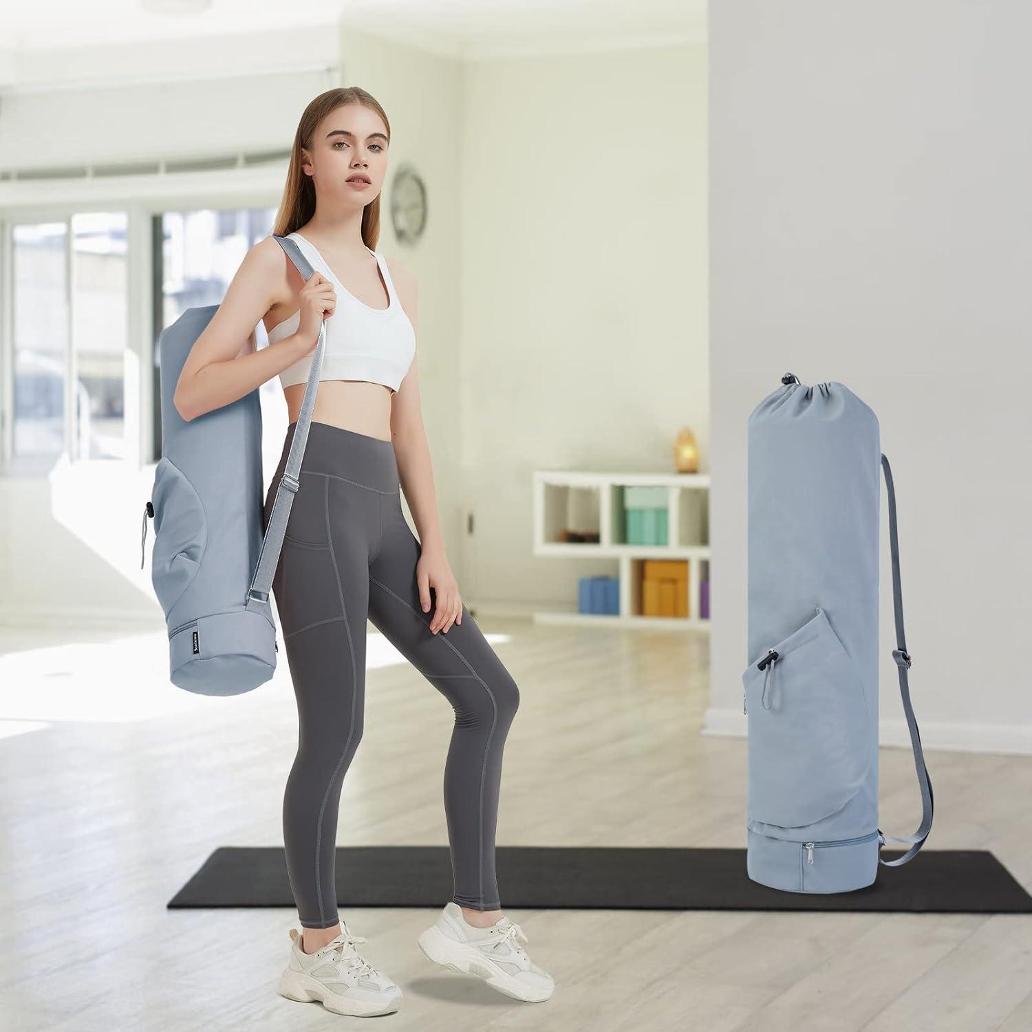 Yogatasche Damen Sporttasche Verstellbarer Schultergurt Nassfach Grau