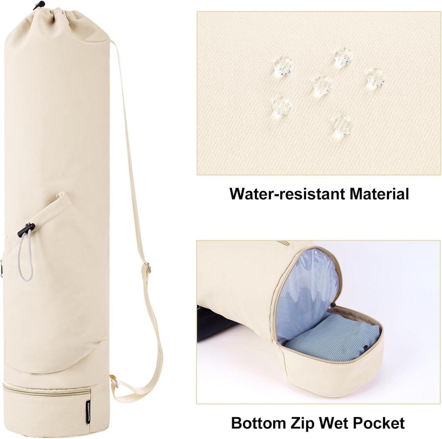 Yogatasche Damen mit Nassfach und Flaschenhalter Beige