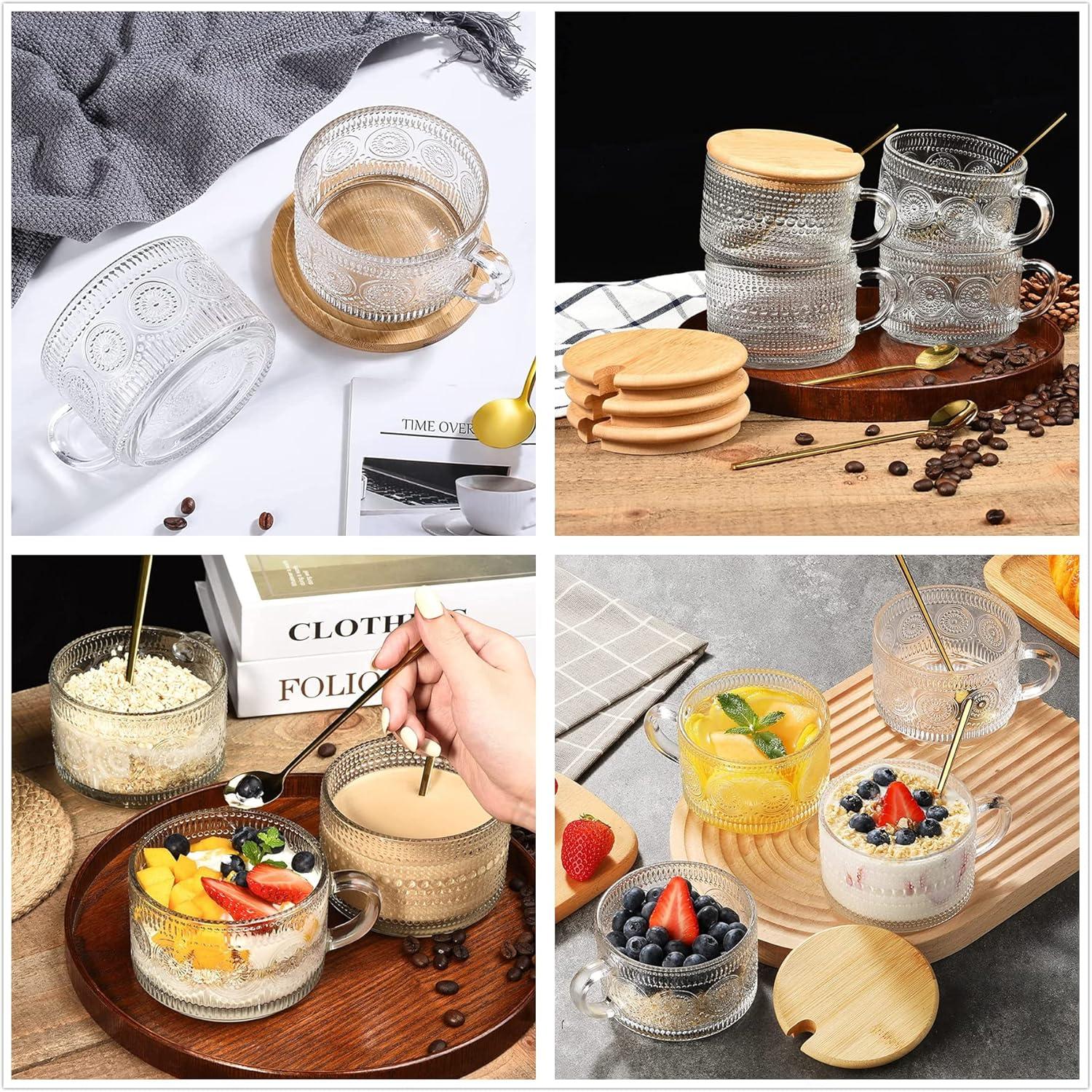 4er Latte Macchiato Gläser Set 400ml Vintage Kaffeetassen Jumbotasse