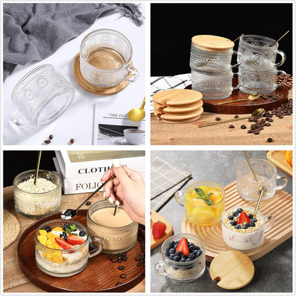 4er Latte Macchiato Gläser Set 400ml Vintage Kaffeetassen Jumbotasse