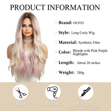 Ombre Blonde Lockige Synthetische Perücke Hitzebeständig für