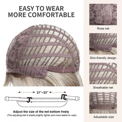 Ombre Blonde Lange Lockige Perücke mit Rosa Lila Highlight 30 Tage Rückgabe Hitzebeständig Synthetisches Haar für Party Cosplay Tragen