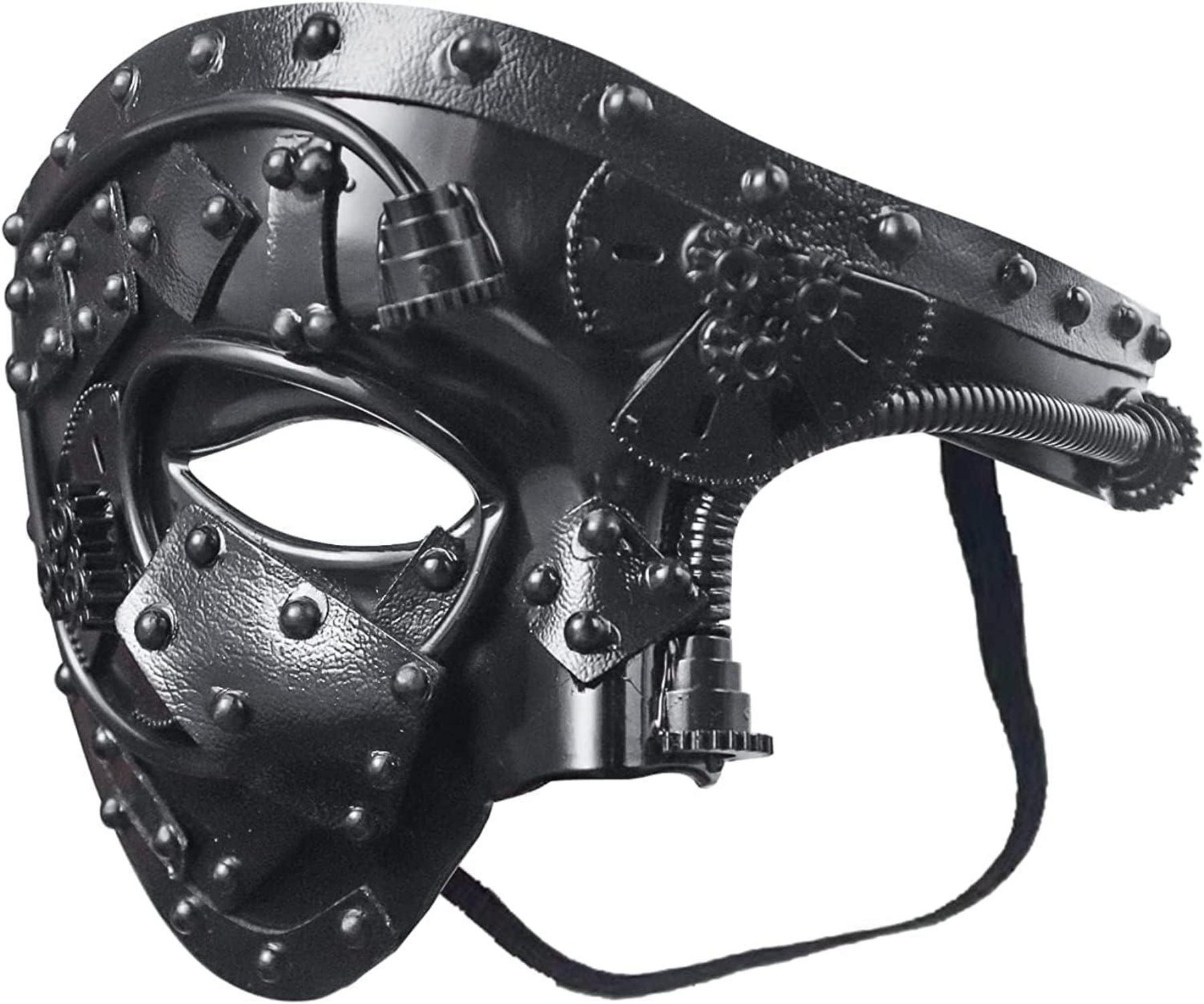 Steampunk Phantom Mechanische Venezianische Maske Schwarz