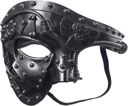Steampunk Phantom Mechanische Venezianische Maske Schwarz