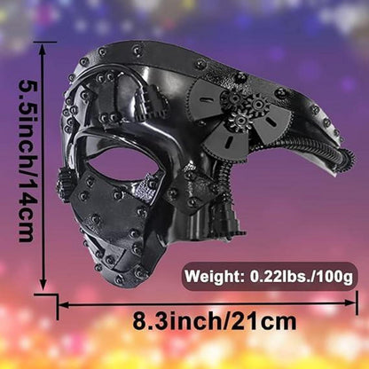 Steampunk Phantom Halbgesichts Maske Mechanisch Venezianisch