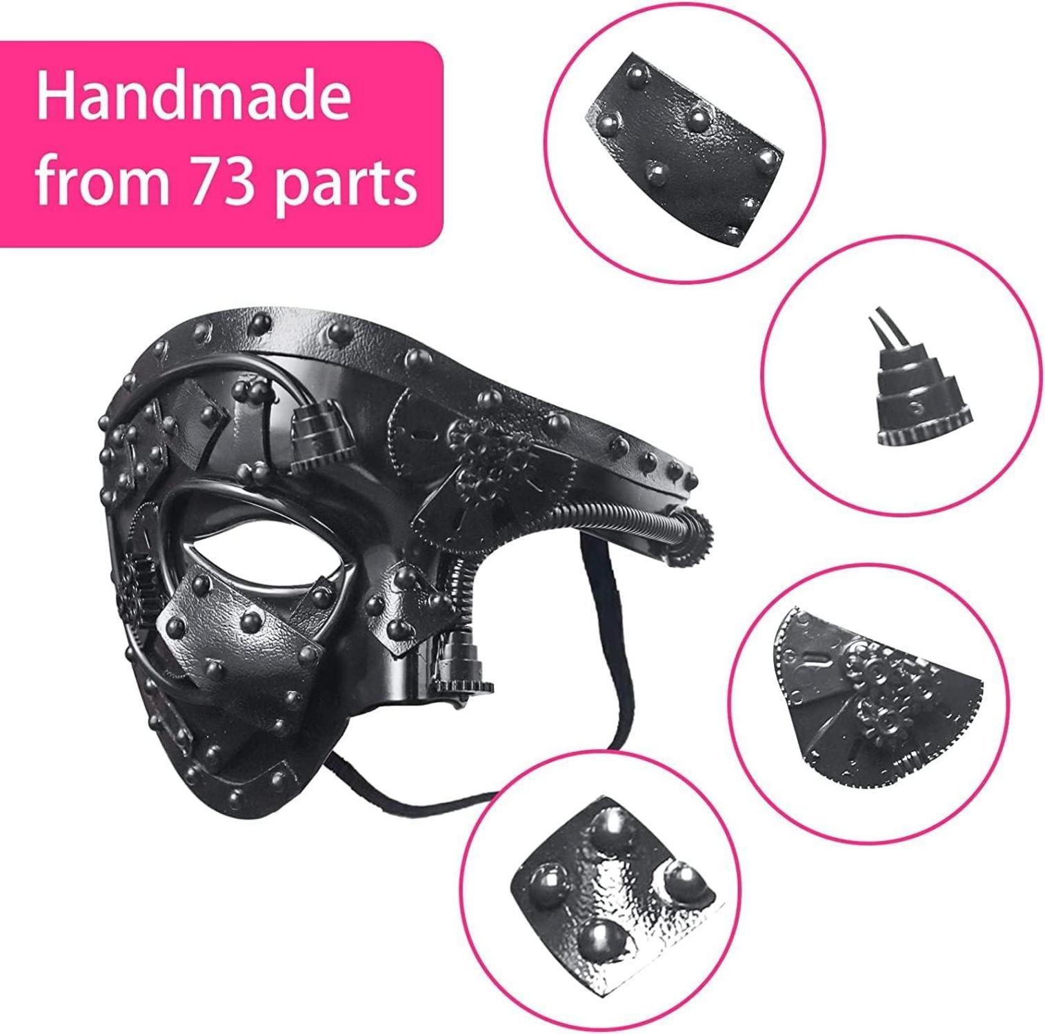 Steampunk Venezianische Maske Schwarz Halbmaske Phantom Mechanische Maske