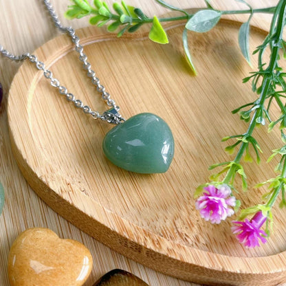 Kristall Herz Anhänger Halskette Aventurin Edelstein Reiki Schmuck