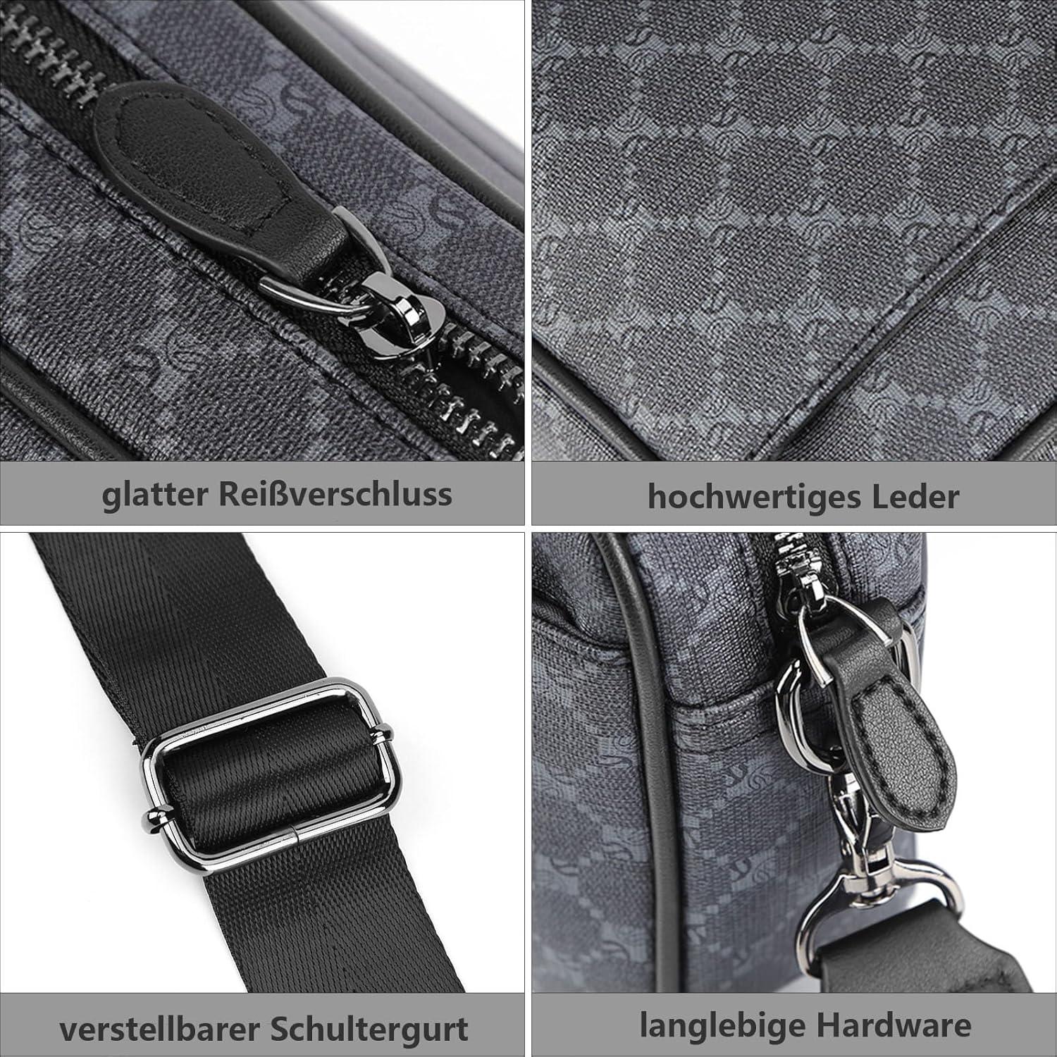Kleine Herren Umhängetasche PU Leder Messenger Wasserdicht Schwarz