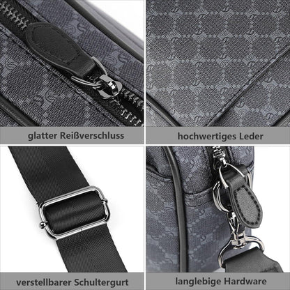Kleine Herren Umhängetasche PU Leder Messenger Wasserdicht Schwarz