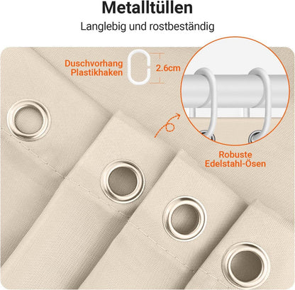 Duschvorhang Antischimmel Textil Beige 150x200cm Wasserabweisend