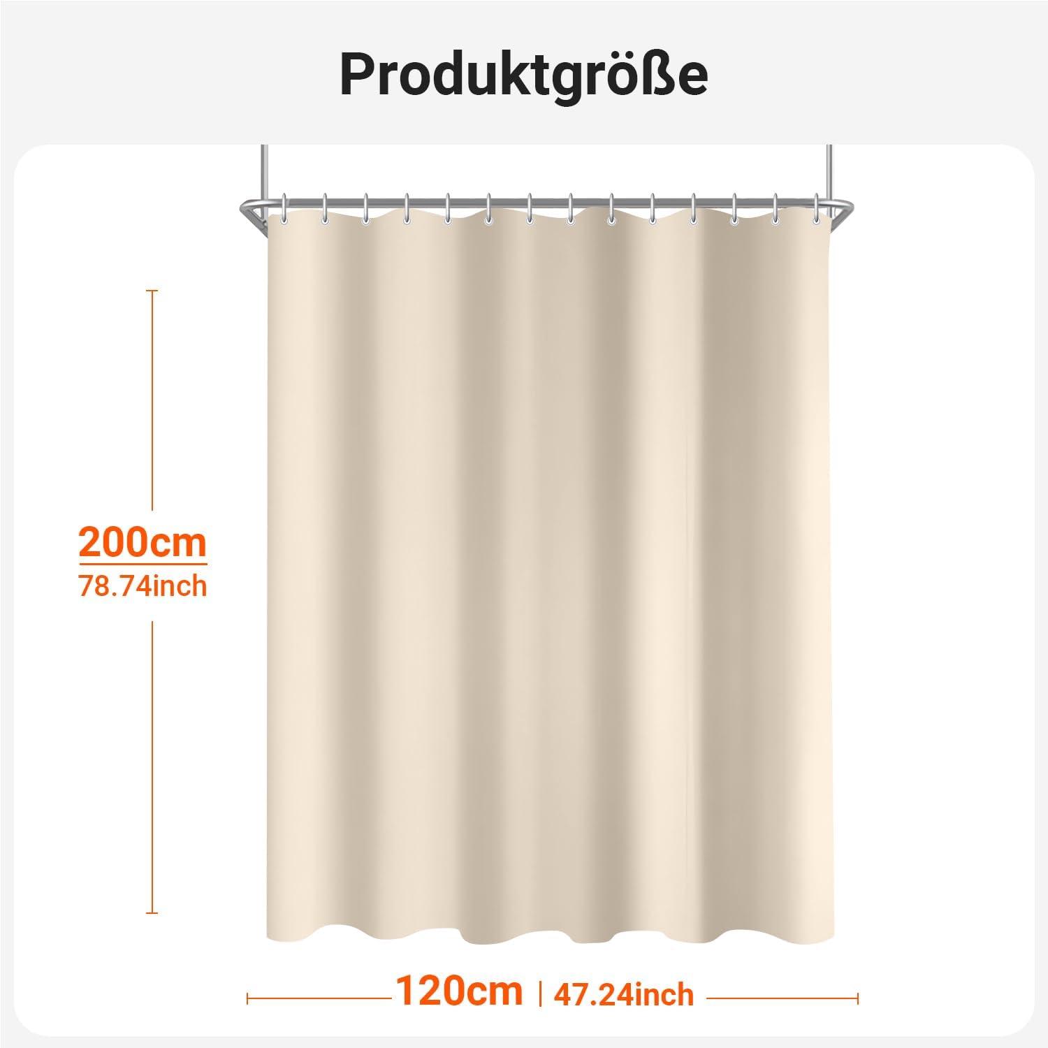 Duschvorhang 120x200cm Beige Antischimmel Polyesterstoff mit